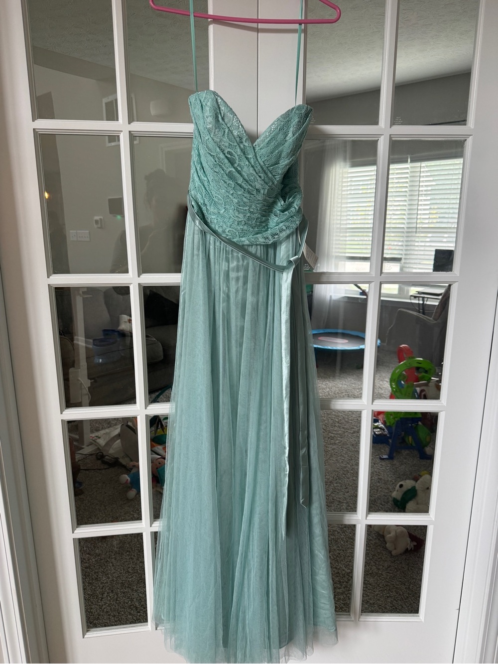 Allure Mint Green Lace Corset Tulle Prom Dress
